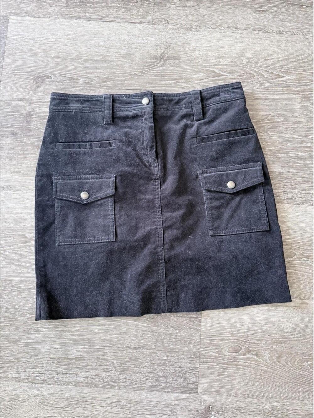 J Crew Skirt Womens 4 Black Corduroy Zip Cotton Blend